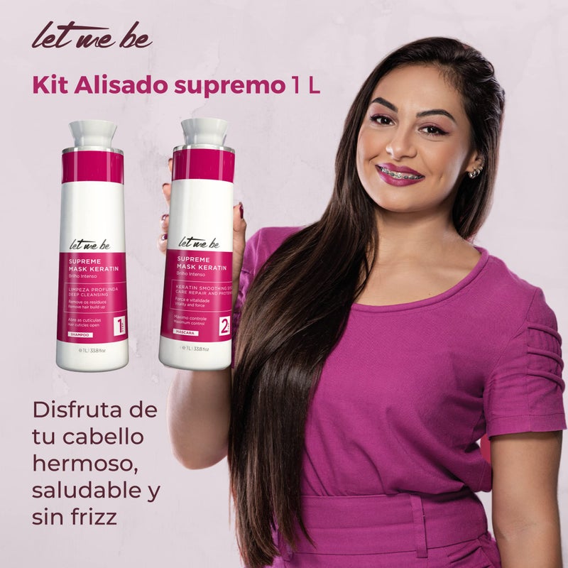 Let Me Be Keratin Hair Kit â€“ Progressive Supreme Mask & Deep Cleansing Shampoo 2x1L (33.8 fl oz) â€“ Frizz Control, Intense Shine â€“ Professional Smoothing System for All Hair Types - Image 2